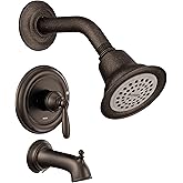 Moen Brantford Oil-Rubbed Bronze Posi-Temp Pressure Balancing Eco-Performance Bathtub Shower Trim Kit with Traditional Showerhead, Shower Handle, Arm, Tub Spout (Valve Required), T2153EPORB