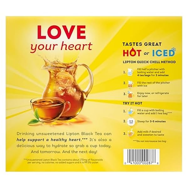 LIPTON BLACK TEA BAGS, HOT OR ICED, BLACK TEA WITH CAFFEINE, 100CT