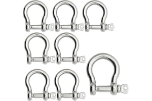 Bow Shackle Reedny 304 Stainless Steel 5/32", 1/4", 5/16",3/8", 1/2", 9/16" Heavy Duty D Ring Shackles Screw Pin Anchor Shackle for Chains Wirerope, Boat, Accessories (5/32'' 8Pcs)
