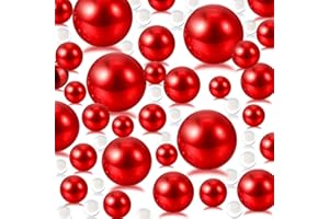 CUSMATION 20mm 14mm 10mm 100 PCS Red Floating Beads for Centerpiece and 800 PCS Water Gel Bead for Vases, Vase for Floating Beads No Hole Pearls Red Floating Beads for Vases for Home Wedding Decor