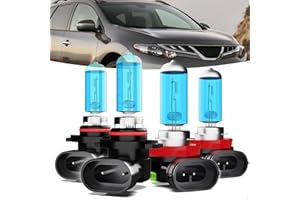 TTDBDAN Halogen Headlights Fit for Nissan Murano 2009 2010 2011 2012 2013 2014 Headlight Bulbs,9005/HB3/H10 High Beam + H11/H8/H9 Low Beam Bright Front Lights,Plug And Play,Pack of 4