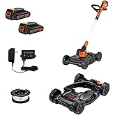 BLACK+DECKER Cordless Lawn Mower, String Trimmer, Edger, 3-in-1 (MTC220)