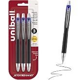 uniball&trade; Jetstream RT Ballpoint Pens, Blue Ink, 1.0mm Medium Point, 3 Count | Retractable, Smooth Writing, Quick-Drying, Smear-Resistant, uni Super Ink&trade;