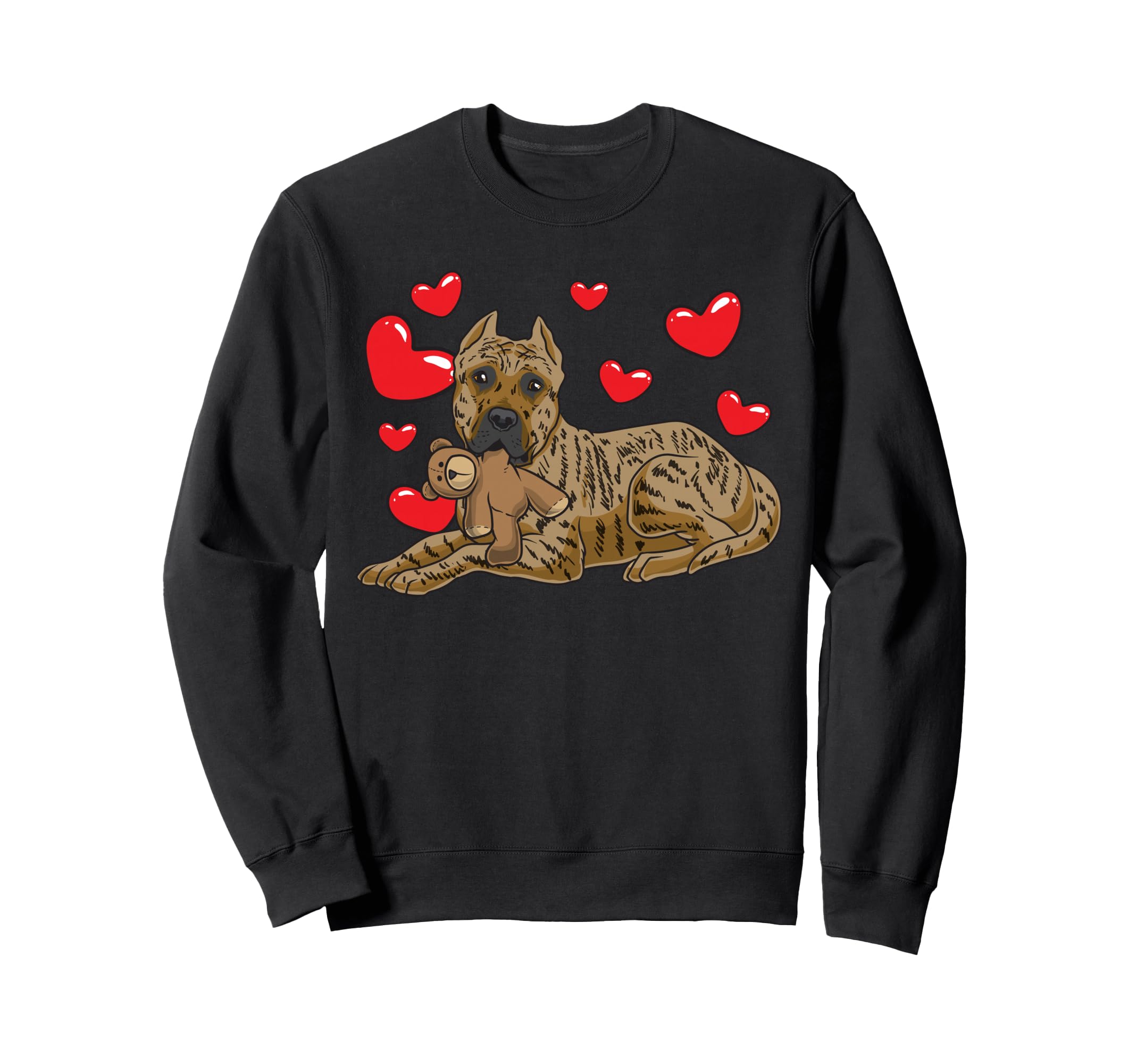 Dogo Canario Dog with Soft Toy and Many Hearts Sweatshirt