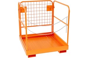ECOEXPLORER 36" x 36" Forklift Safety Cage, Max 1800 LBS Heavy Duty Steel Forklift Man Basket, Foldable Forklift Work Platform with Double-Chain Guardrail, Perfect for Aerial Work