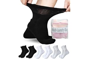 Aisesine Women's Diabetic Ankle Socks for Swollen Feet, Edema, Neuropathy, Bariatric Non Binding Super Wide 6 Pairs