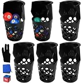 JASTT 6 Pack Set of Pool Table Pockets (Thickened Plastic Material) Black Large Capacity Pool Table Pocket Replacement