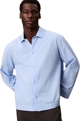 Uomo Camicia Button Down Top Pigiama, Blu (19473 Plotter Plaid+Frozen Fjord), L