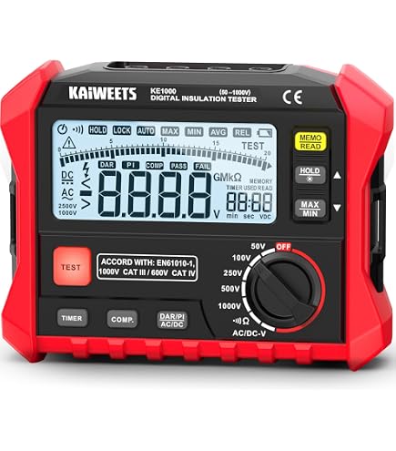Megger 212159 Analog Insulation Tester, Hand-Crank Powered, 100