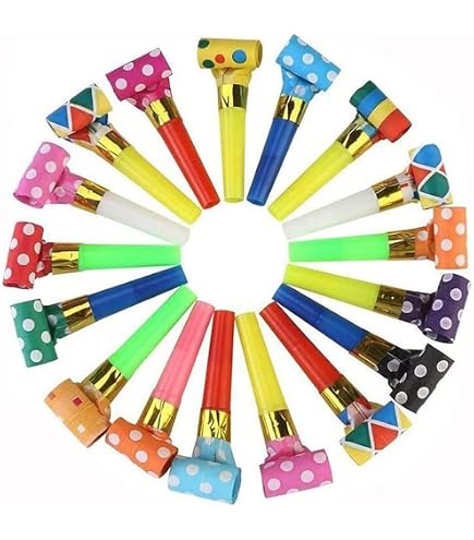 Beistle 16er Pack Super-Tube Noiseless Blowouts – Papier-Partytröten, 40,6 Cm, Mehrfarbig
