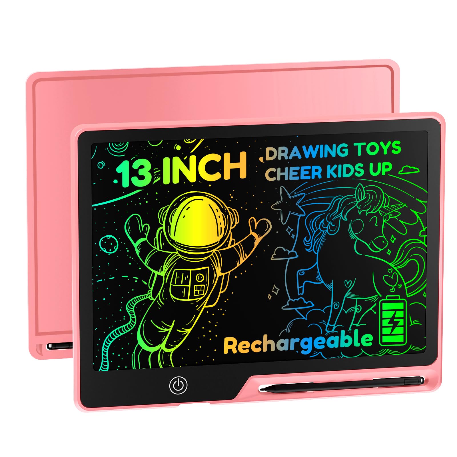 POPERFUN 13 Inch Pink LCD Writing Tablet with Lock for Adult Kids Erasable Reusable Electronic Drawing Pad Doodle Board…