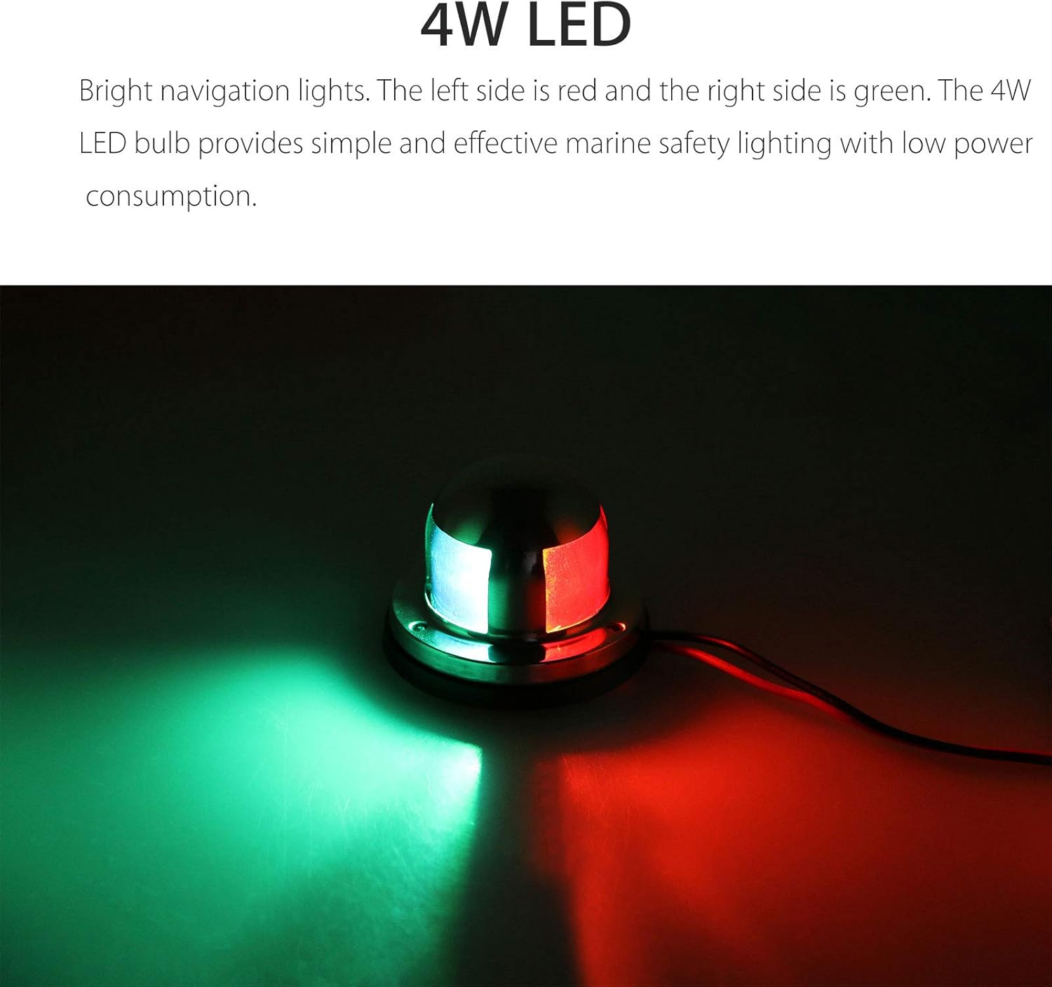 Linkstyle 12v Marine LED Boat Navigation Lights, Waterproof Marine Navigation Lamp Marine Boat Bow Lights with Red and Green LED for Boat Pontoon Yacht Skeeter[Stainless Steel Shell] : Sports & Outdoors