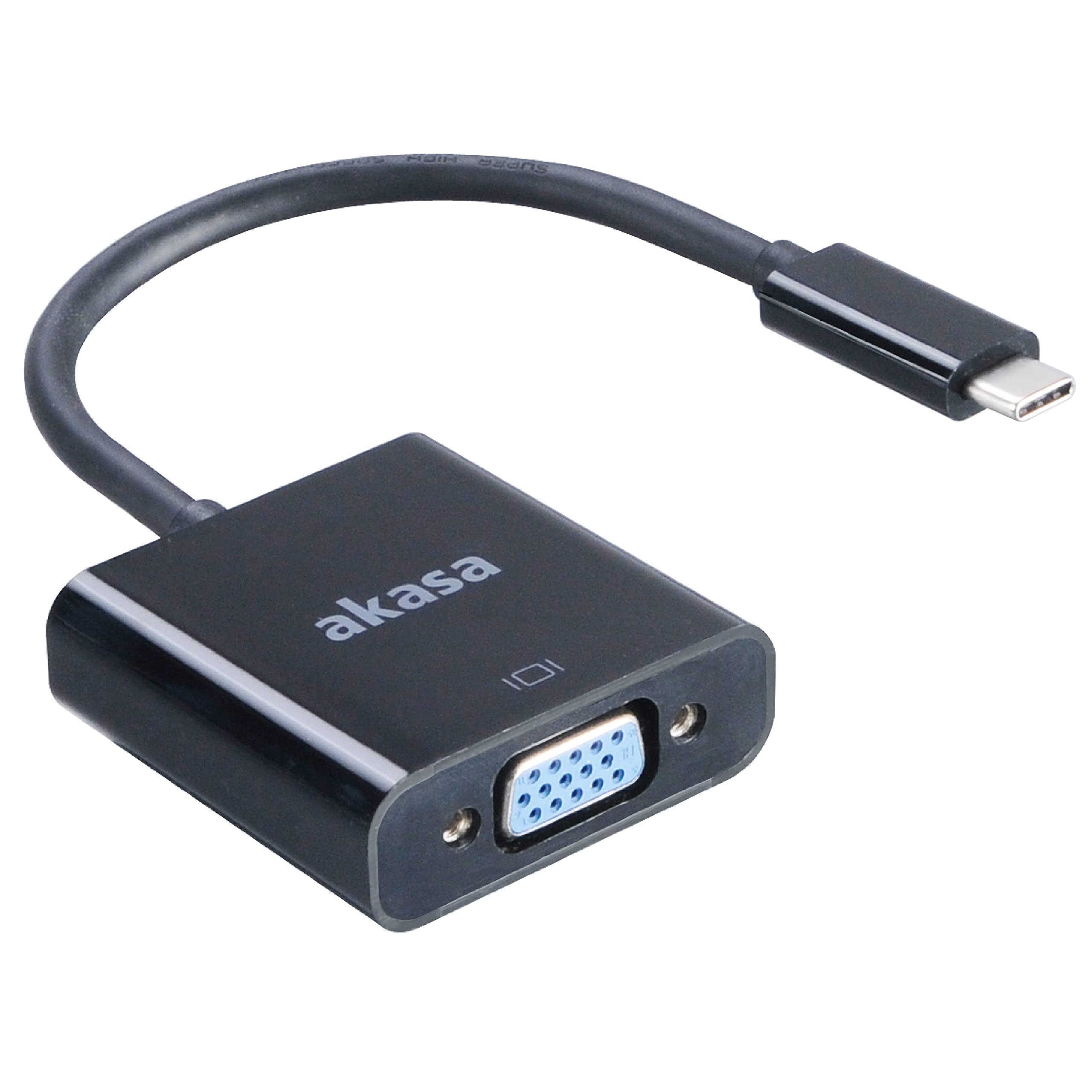 Akasa Type-C to VGA Converter | USB 3.1 Type C to VGA Adapter | Plug & Play | 1920 x 1200 | 150mm | AK-CBCA03-15BK