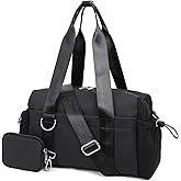 ERTUNA Everyday Mini Gym Bag for Women 2.0, Small Tote with Zipper Compartment Waterproof Travel Duffle Cute Handbag Workout Carry On with Removeable Shoulder Strap & Coin Wallet Easy to Clean - Black