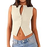 Matunana Womens Going Out Tops Summer Spring Ribbed Tank Sexy Crop Cute Y2K Button Down T Shirts Fashion Clothes 2026