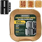 Air Fryer Liners for Ninja DoubleStack SL401 8-10QT: 150pcs Disposable Paper Liners, Compatible with Ninja SL401 and SL201 Double Stack by FryEasy