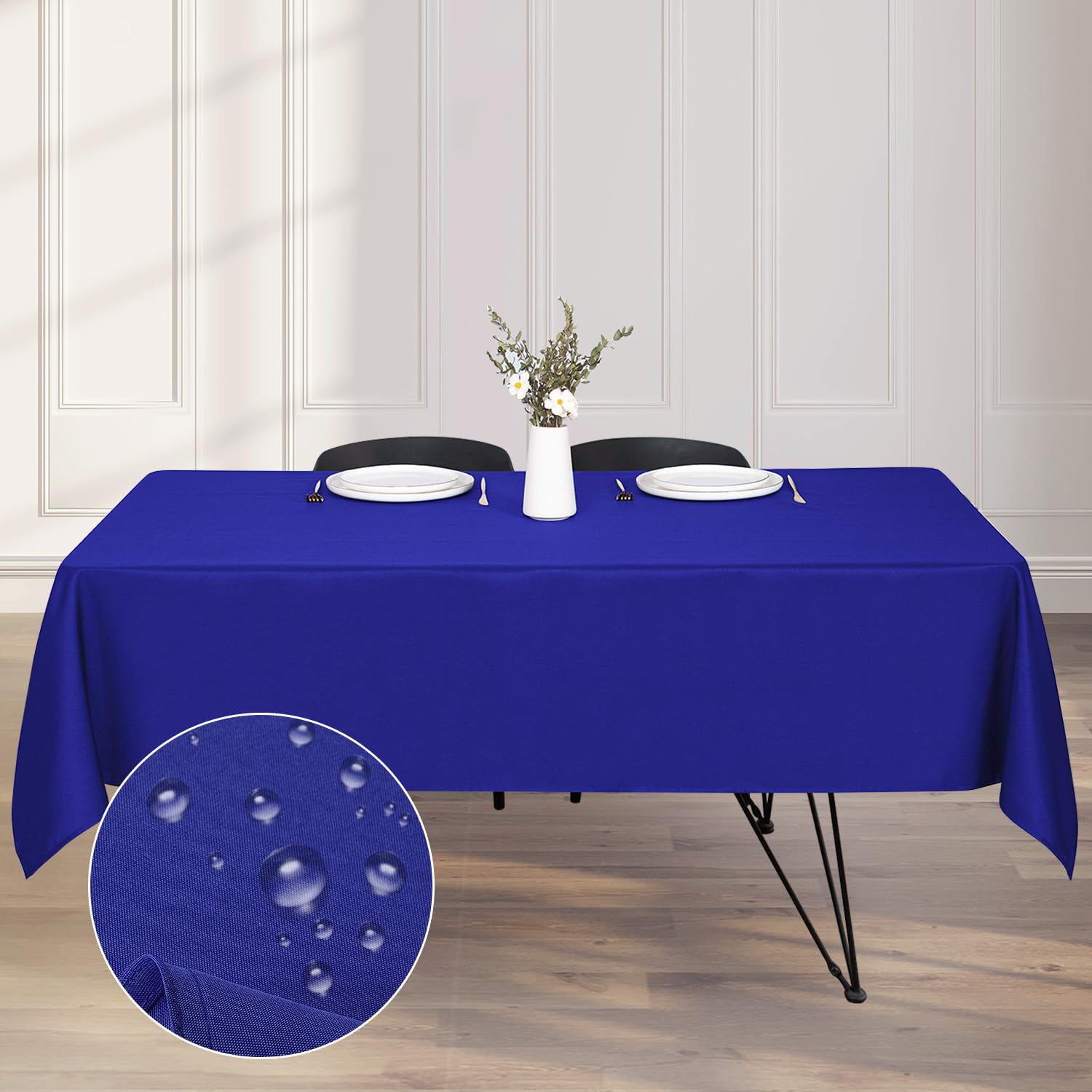 Kapwall Wipe Clean Tablecloth - 54X62Inch (137X160cm) Waterproof Rectangle tablecloth, Polyester Outdoor Table cloth for 4 to 6 Seater Dining Table Cover for Kitchen.(Blue)