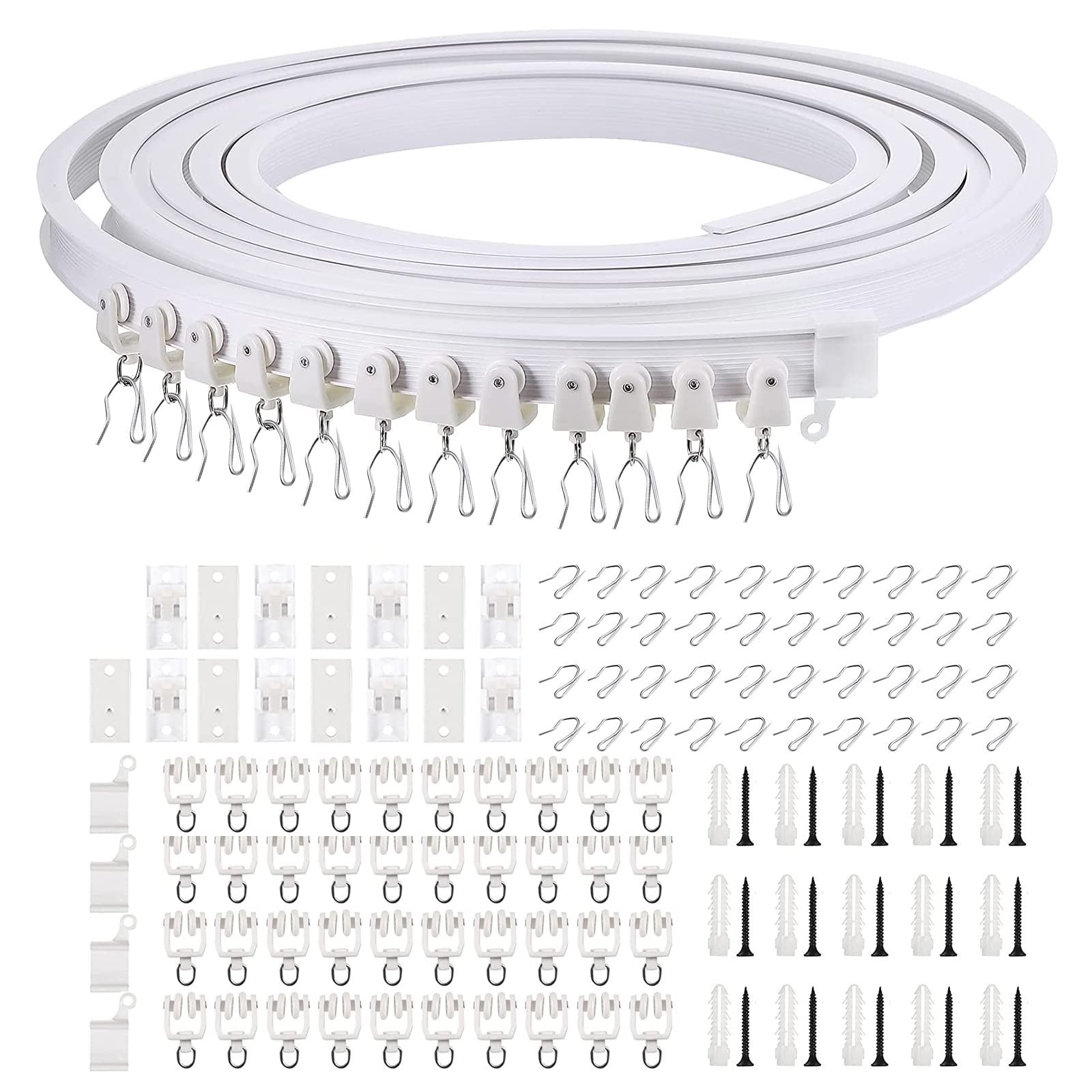 5 Meters Bendable Ceiling Curtain Track,Flexible Ceiling Mount Curved Curtain Rail Ceiling Track for Curtains,Bay Windows RV Room Divider