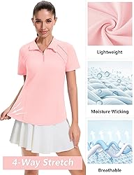 LOMON Womens Golf Tennis Shirts Collared Short