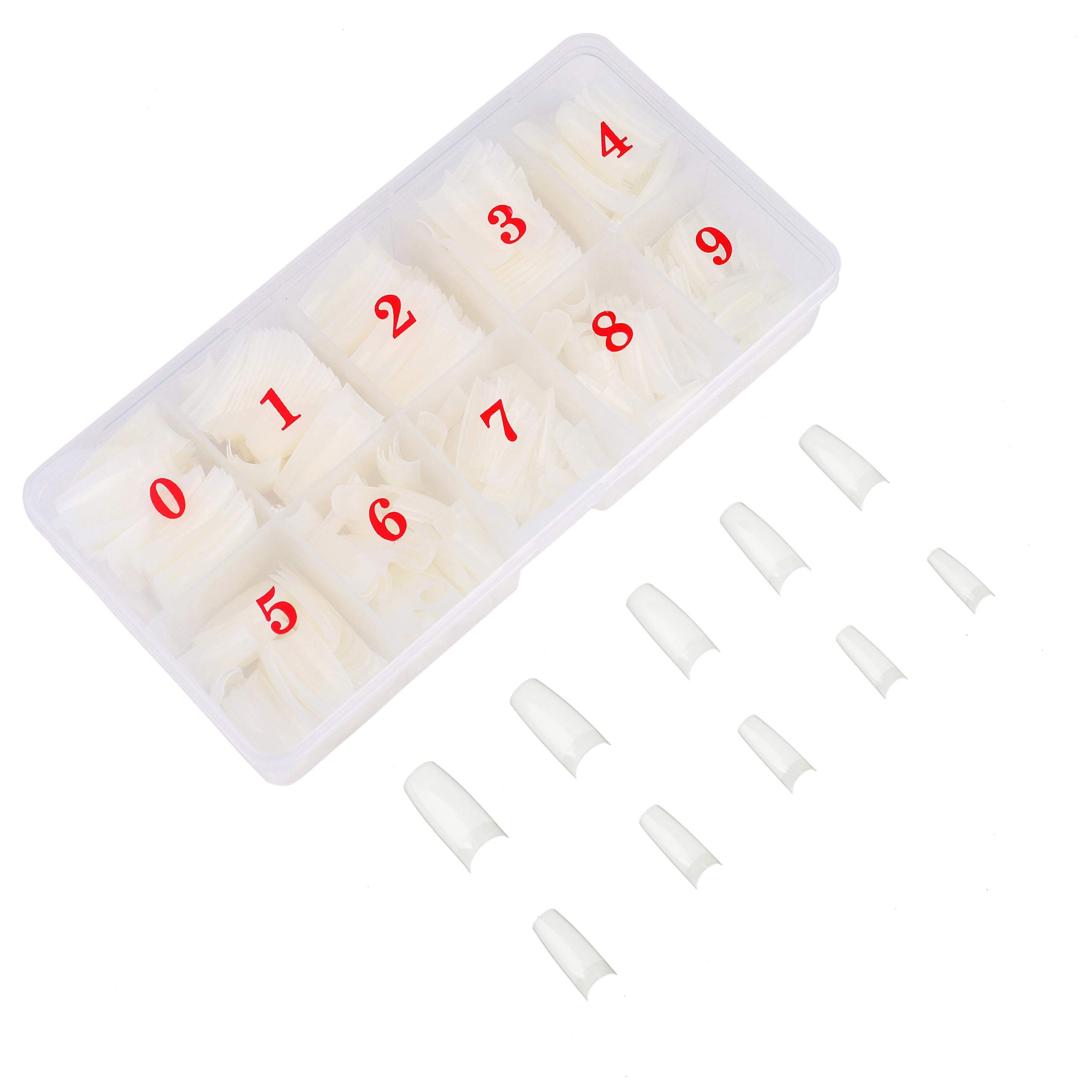 False Nails, Artificial Nails Acrylic Natural French Fake Nails Art Tips in PVC Box for Women Girl 500 packs