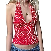 Xineicy Women's Halter Deep V Neck Crop Top Backless Tie Back Tank Top Slim Fit Sleeveless Going Out Summer Tops