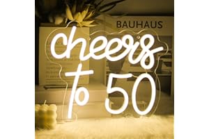 CKTBLEY Cheers to 50 Neon Sign Happy 50th Birthday Neon Signs for Wall Decor Warm White LED Neon Light Sign Letter Neon light Cheers to 50 Years Neon Signs for Bedroom Bar Birthday Wedding Party Decor