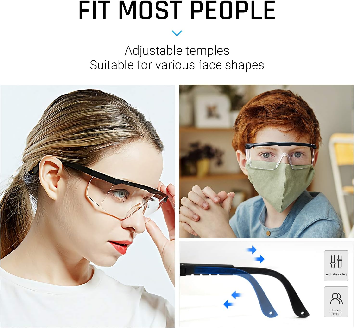 Safety glasses Industrial Goggles with Anti-fog Lens, Clear Safety glasses with Anti-Scratch UV400 protection Lens Goggles Eyeglasses - - 