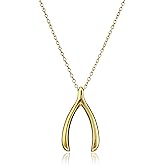 Amazon Collection 18k Yellow Gold Plated Sterling Silver Wishbone Pendant Necklace