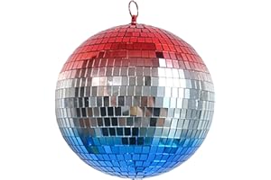 Alytimes Mirror Disco Ball - 8 Inch Dazzling and Colourful Red, White and Blue Hanging Disco Ball, Disco Party Decorations, Wedding Decorations, Home Band Eecorations.