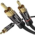 KabelDirekt – RCA/Phono Y Cable – 6ft Short – 1 to 2 RCA/Phono, Stereo Audio Cable (Coax, Male/Male Plugs, Analog/Digital, Adapter for subs/amps/Hi-Fis/Home Theater/receivers, Black)