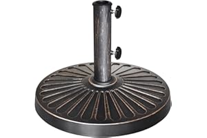 EliteShade USA Umbrella Base Stand Market Patio Outdoor Heavy Duty Umbrella Holder with Concave Radial Pattern,Bronze