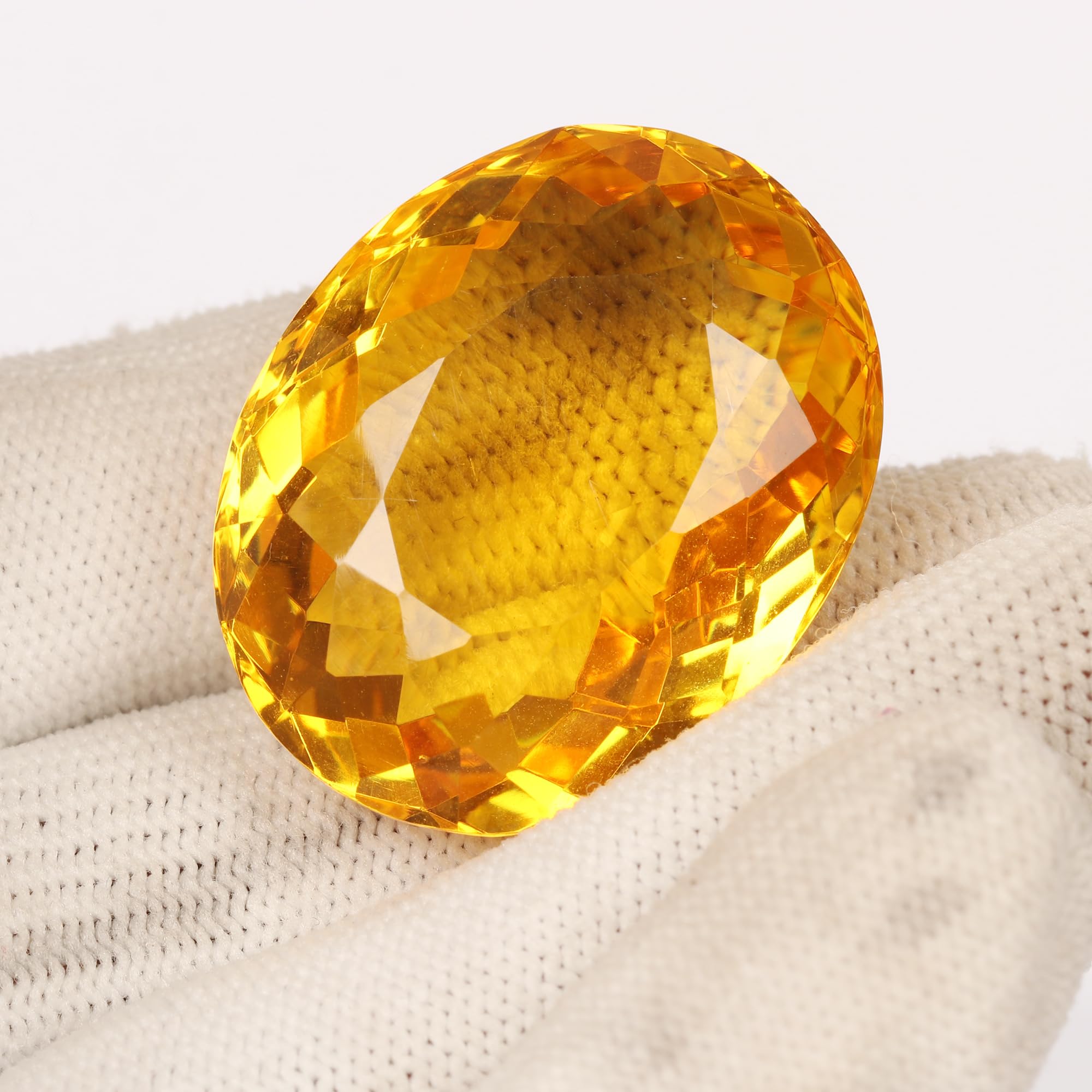 REAL-GEMS Loose Gemstones Translucent Brazilian Yellow Citrine 52.00 Carat Finest Oval Cut Yellow Citrine Loose Gemstone For Jewelry Making