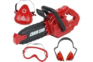 TEGANPLAY Kids Toy Chainsaw with Sound | Toddler Landscaping Gardening Tools and Equipment | Includes Safety Goggles Mask and Earmuffs