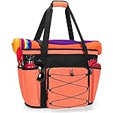 Fasrom Large Mesh Beach Bag with Zipper Bottom, Oversized Beach Bag Tote with Wet & Dry Separation for Pool or Beach Travel