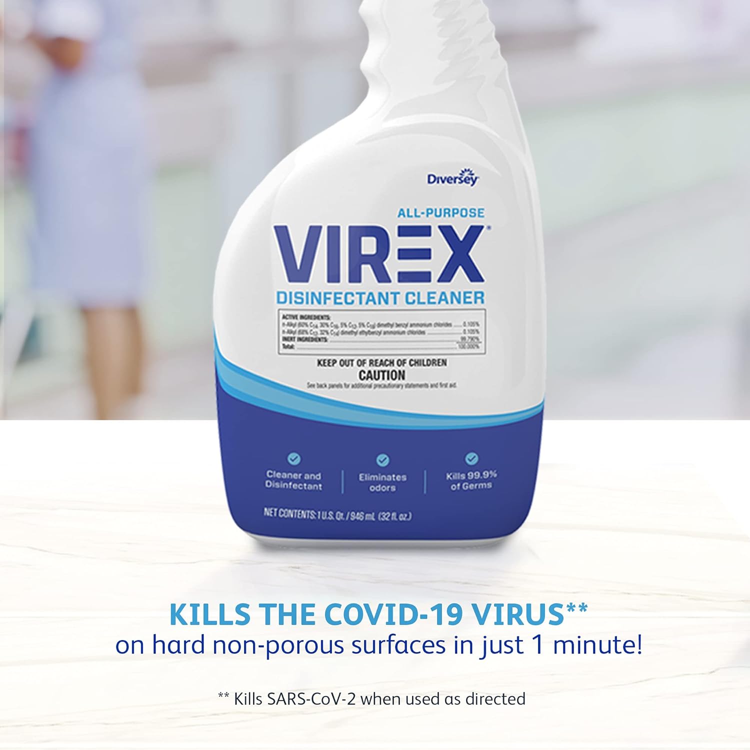 Diversey-CBD540557 Virex All Purpose Disinfectant Cleaner - Kills 99.9% of Germs and Eliminates Odors - 1 Gallon (2 Pack): Industrial & Scientific