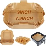 BYKITCHEN Air Fryer Liners Square 7.9 Inch 50pcs Unbleached Greaseproof