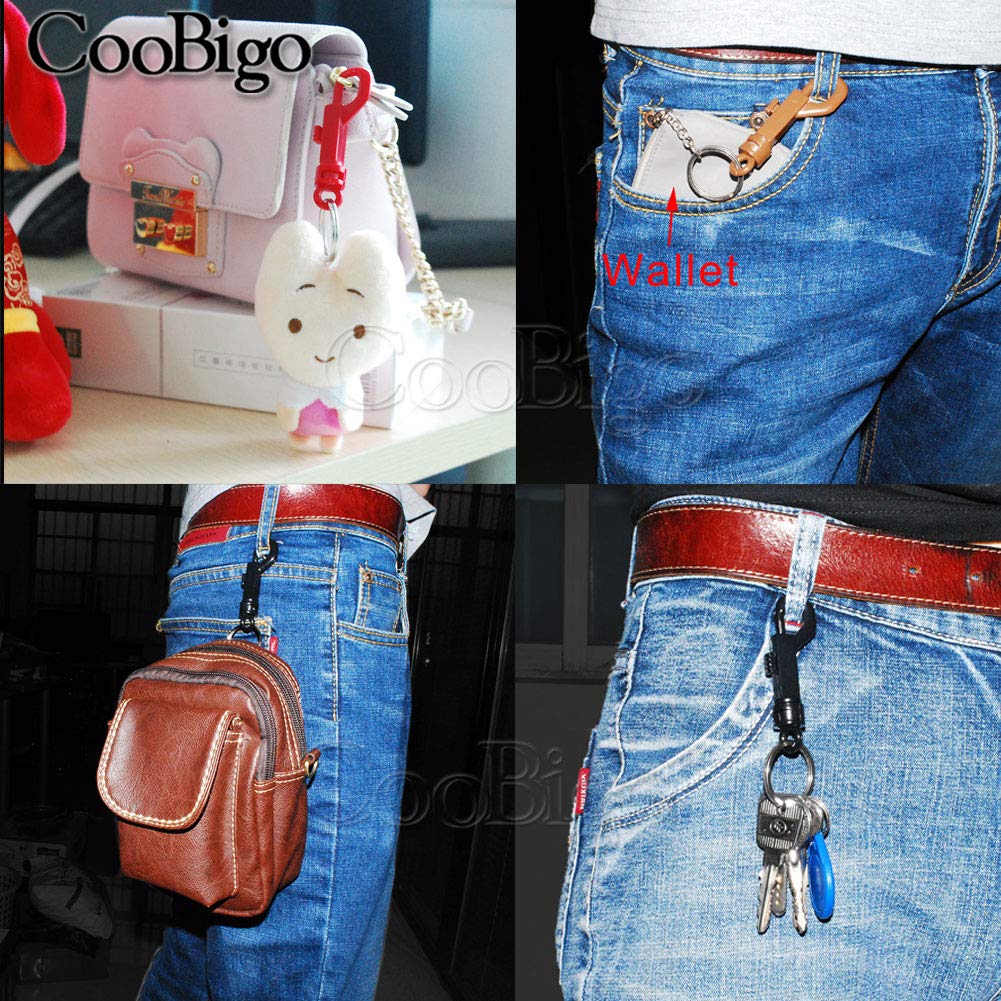 25 Pack Plastic Snap Hooks Rotary Cord Hole 6.5mm With Split KeyChain O-Ring 30mm Dia. For Backpack Outdoor Camping Kits#FLC018-AO (Colorful)