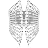 LAYWAF Rhinestone Butterfly Rings for Women, Cubic Zirconia Fake Diamond Adjustable Thumb Ring, Chunky Vintage Gemstone Rings, Available in Gold Plated and Silver Plated