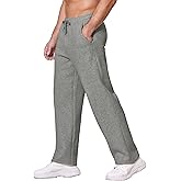 Deyeek Men's Fleece Lined Sweatpants Open Bottom Straight Leg Sweat Pants for Mens Loose Fit Joggers Sweatpants with Pockets