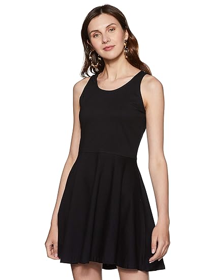 black cotton skater dress