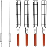 IRSTBL - Kabob Grill Baskets Set of 4 &ndash; Nonstick Shish Kabob Grilling Baskets with Wooden Handles &amp; 2 Stainless Steel Skewers &ndash; Reusable BBQ Baskets for Meat, Veggies &amp; Fish &ndash; 17 Inch