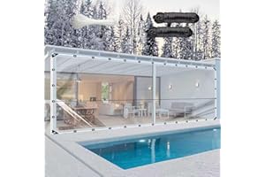 ZERNBER Clear Waterproof Tarp with Grommets,8x20ft Upgraded Edge Heat Fused Tear Resistant Clear Heavy Duty Tarps for Patio Fencing, Rain, Wind, Cold, Chicken Coops,and More!（Windproof Rope and Tie-Downs）