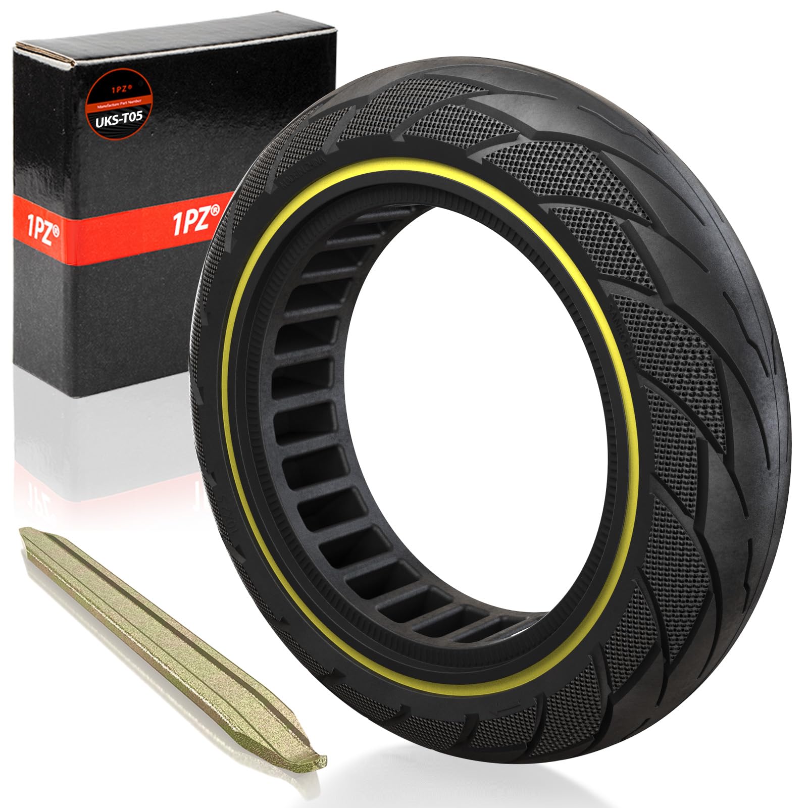 1PZ UKS-T05 10x2.50 Solid Tyre 10x2.5-6.5 Electric Scooter Tubeless Tyre Tire 10 Inch Honeycomb Tyre with Lever Replacement for Max G30 Smart Self Balancing Electric Scooter Anti-Puncture