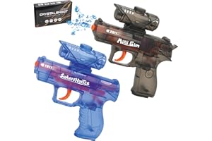 TINHOWDER 2 Pack Gel Ball Blaster - Splatter Ball Gun Pistol with 10000 Gel Rounds, Manual Continuous Shoot Splat Water Bead Blaster for Backyard and Outdoor Activities 16+ Adult (Transparent)