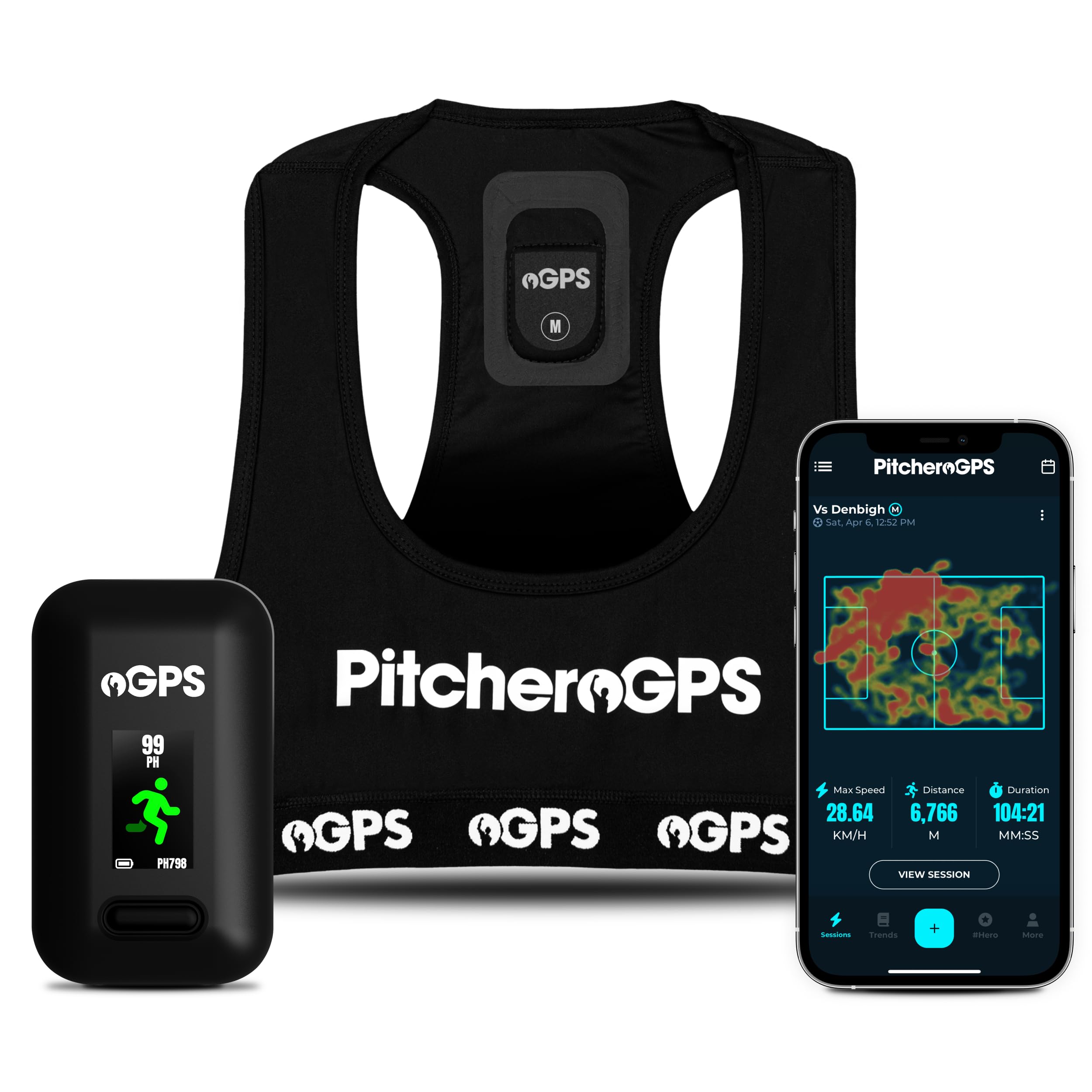 PitcheroGPS Player Tracker & Vest - Sports Performance Activity Tracker - Track 18 Key Metrics - Includes 60 Day Subscription Football, Rugby and Hockey Training & Fitness Accessories (Youth Small)