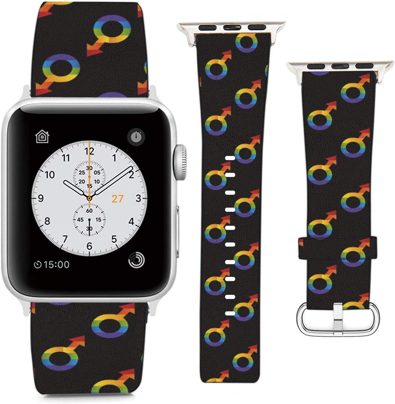 Compatible with Apple Watch Wristband 38mm 40mm, (LGBT Gay Pride) PU Leather Band Replacement Strap for iWatch Series 5 4 3 2 1
