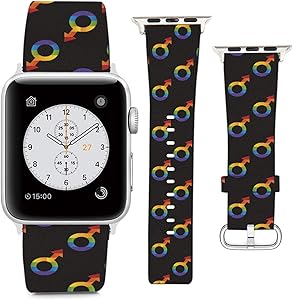 Compatible with Apple Watch Wristband 38mm 40mm, (LGBT Gay Pride) PU Leather Band Replacement Strap for iWatch Series 5 4 3 2 1
