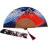 Amajiji Ventaglio Pieghevole Vintage In Bambù E Seta – Stile Cinese E Giapponese, 23 Cm, Con Nappa, Fatto A Mano