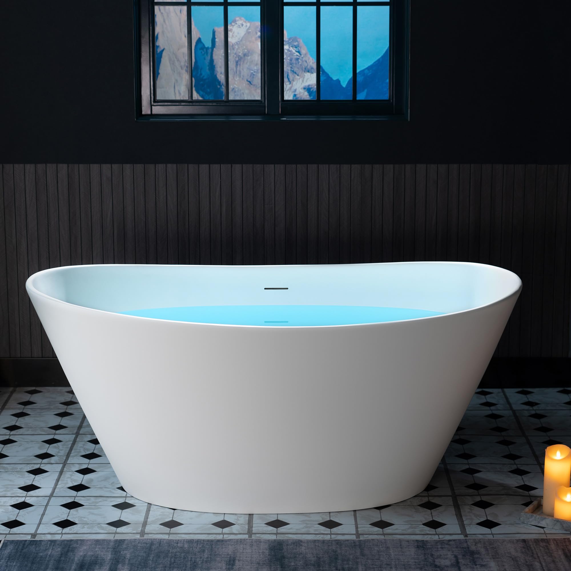 Photo 1 of ***EXTRA LARGE ITEM*** Resin Luxury Contemporary Solid Surface Freestanding Bathtub in White