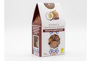 Ambrozia Vegan Biscuits – Coconut & Cranberry – Healthy Natural Snack for Kids & Adults - 4.58 Oz | Clean Label, No Added Sugar, No Artificial Ingredients| Made in EU